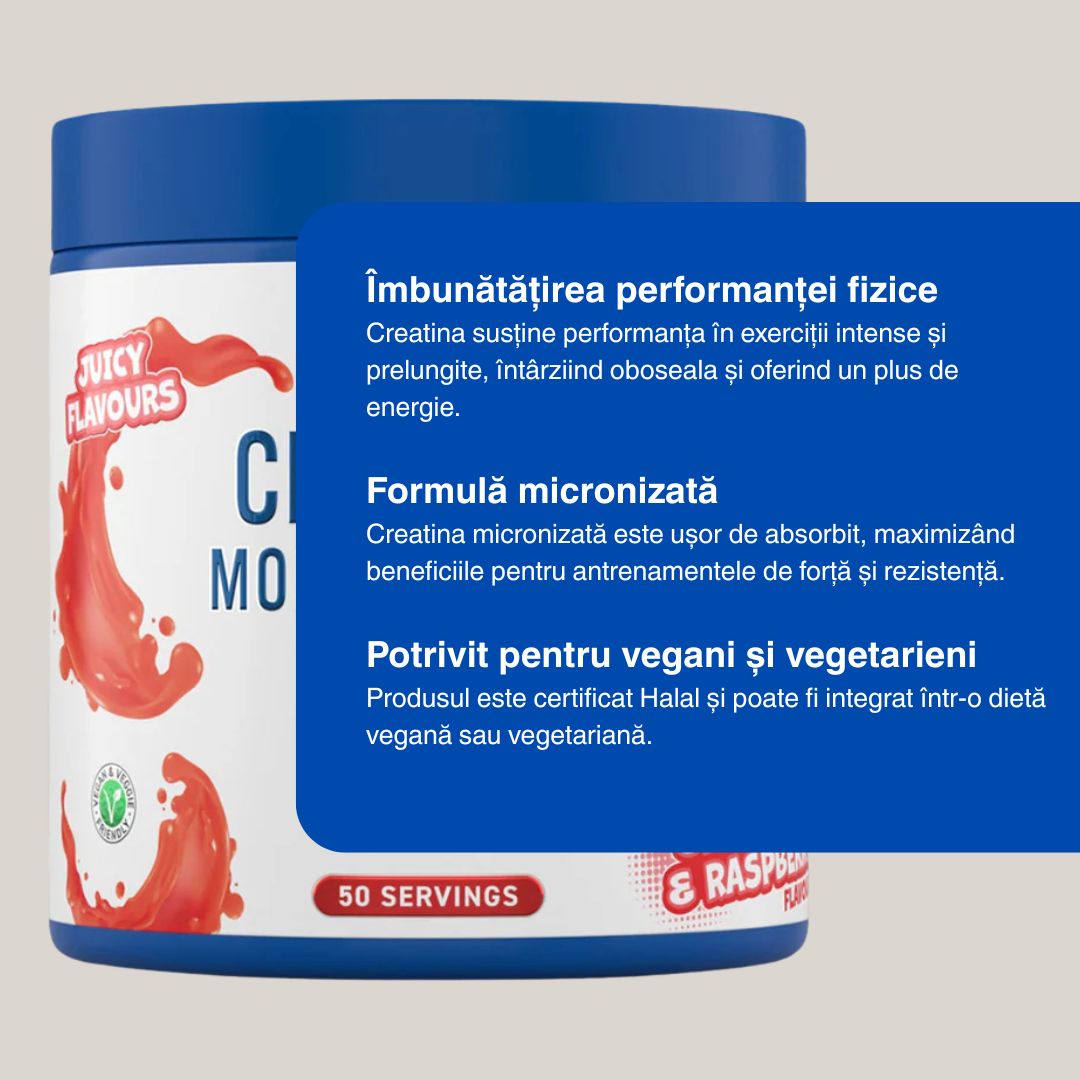 Creatină monohidrată micronizată: Performanță maximă, recuperare rapidă.