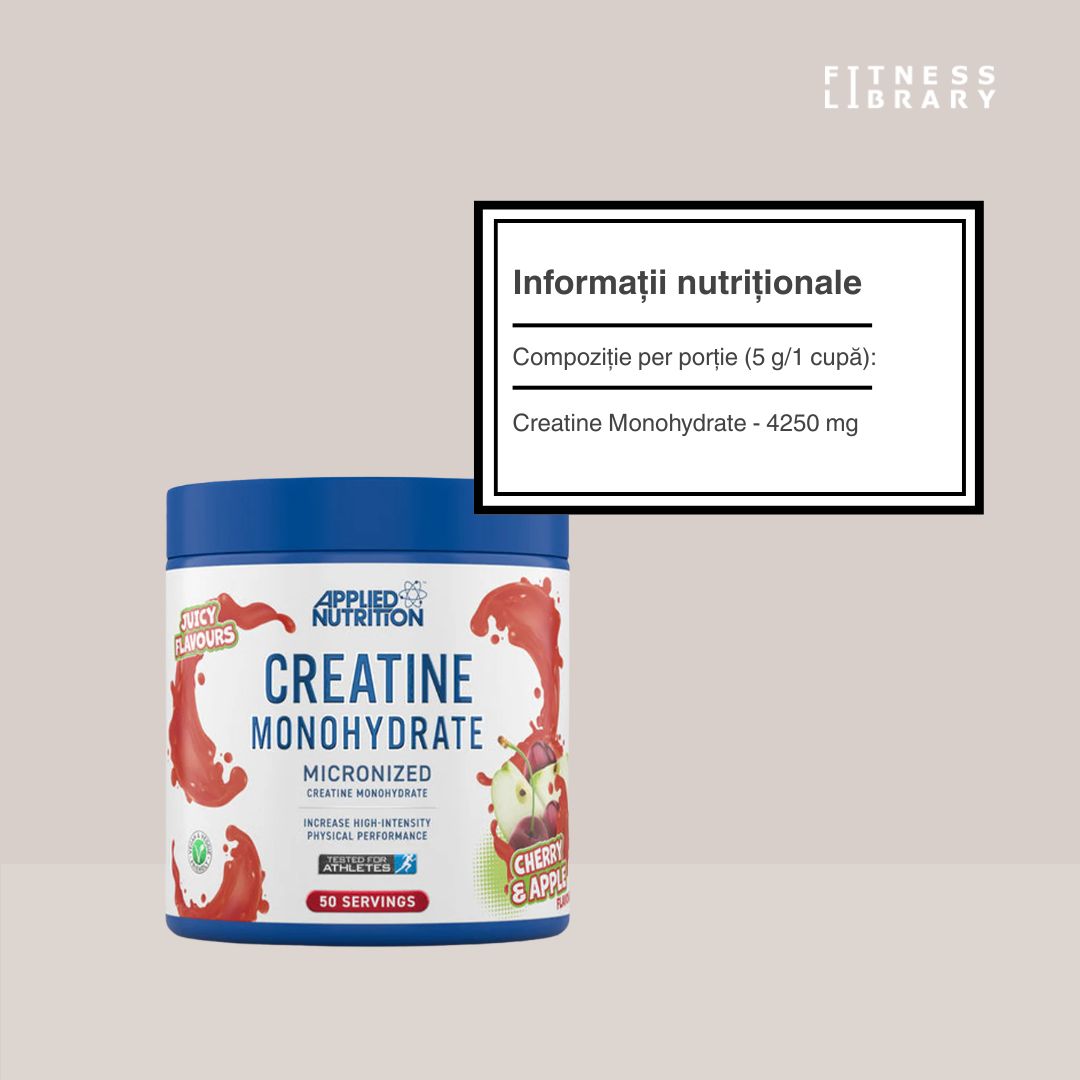 Creatină monohidrată micronizată APPLIED NUTRITION: Forță amplificată, recuperare rapidă, performanțe de vârf.