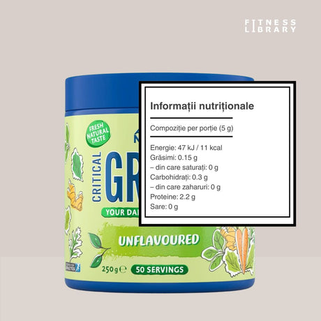 Strălucește natural cu Super-Verdețuri Critical Greens de la Applied Nutrition. Vitalitate și energie rapid și delicios.