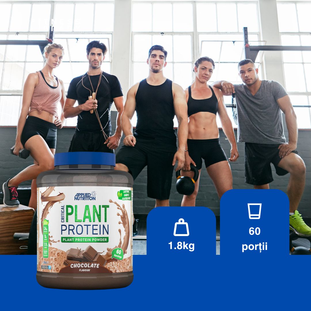 Proteină vegetală Critical: Depășește-ți limitele, sculptează-ți silueta. Putere naturală pentru antrenamente intense.