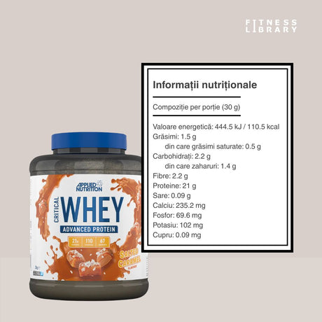 Creștere musculară armonioasă și recuperare rapidă cu Critical Whey Protein de la Applied Nutrition.