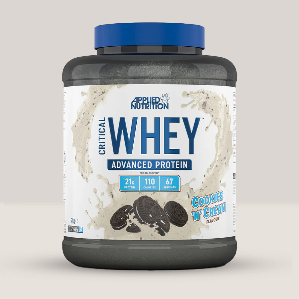 Proteină zer Critical Whey - Creștere musculară rapidă, gust Cookies & Cream.
