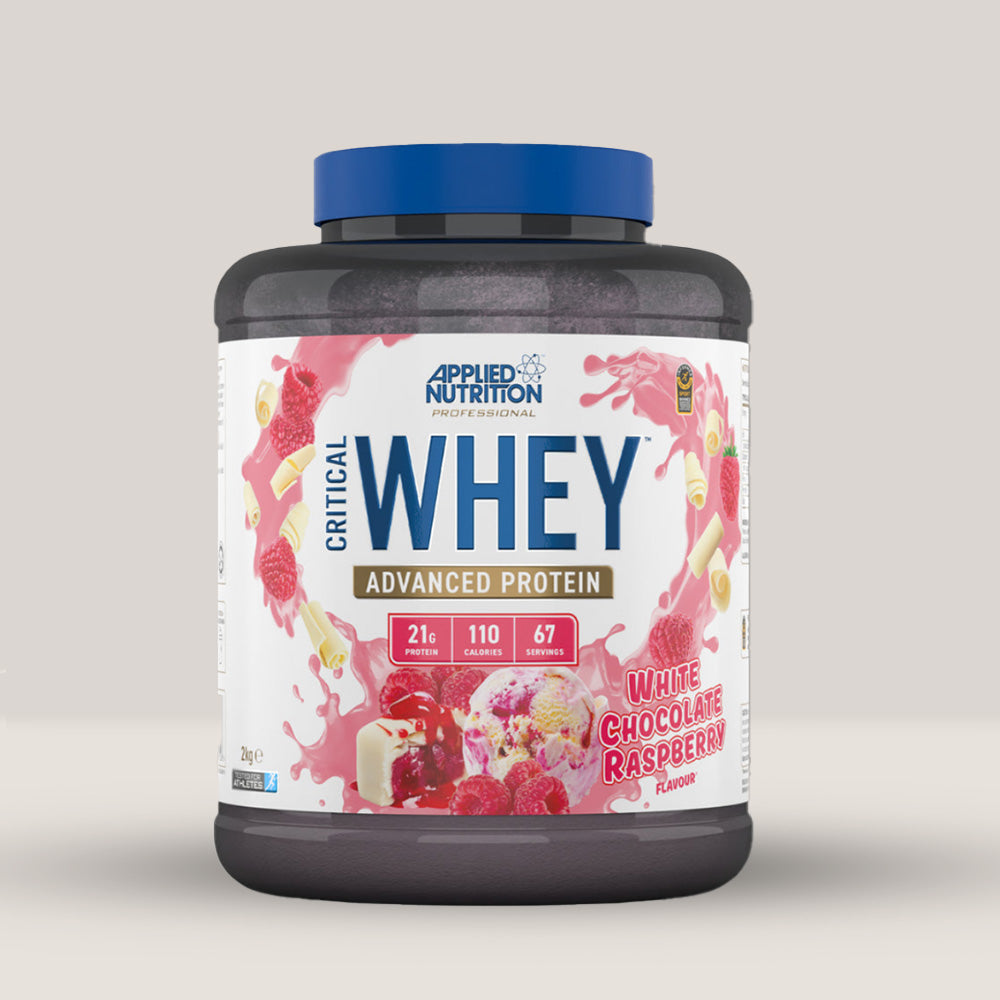 Proteină Whey ciocolată albă-zmeură. Revitalizare și performanță maximă post-antrenament.