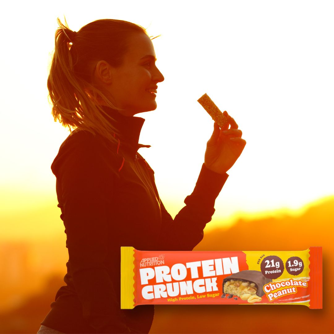 Recuperare musculară rapidă și elegantă cu batonul proteic Crunch. Ciocolată belgiană autentică și proteine premium pentru un stil de viață activ.