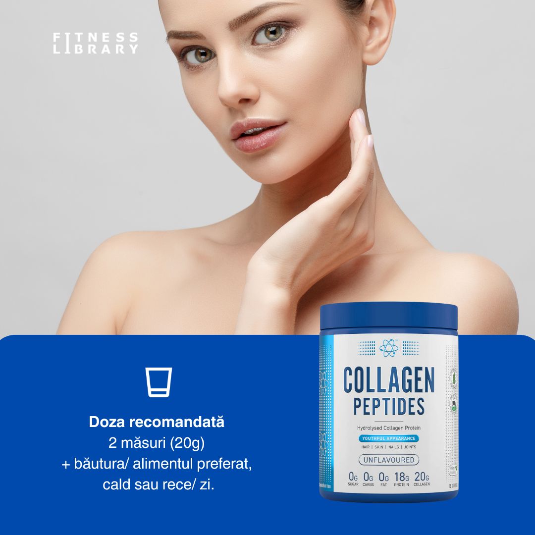 Colagen hidrolizat APPLIED NUTRITION: Piele, păr și unghii revitalizate. Articulații flexibile, aspect vizibil mai tânăr.