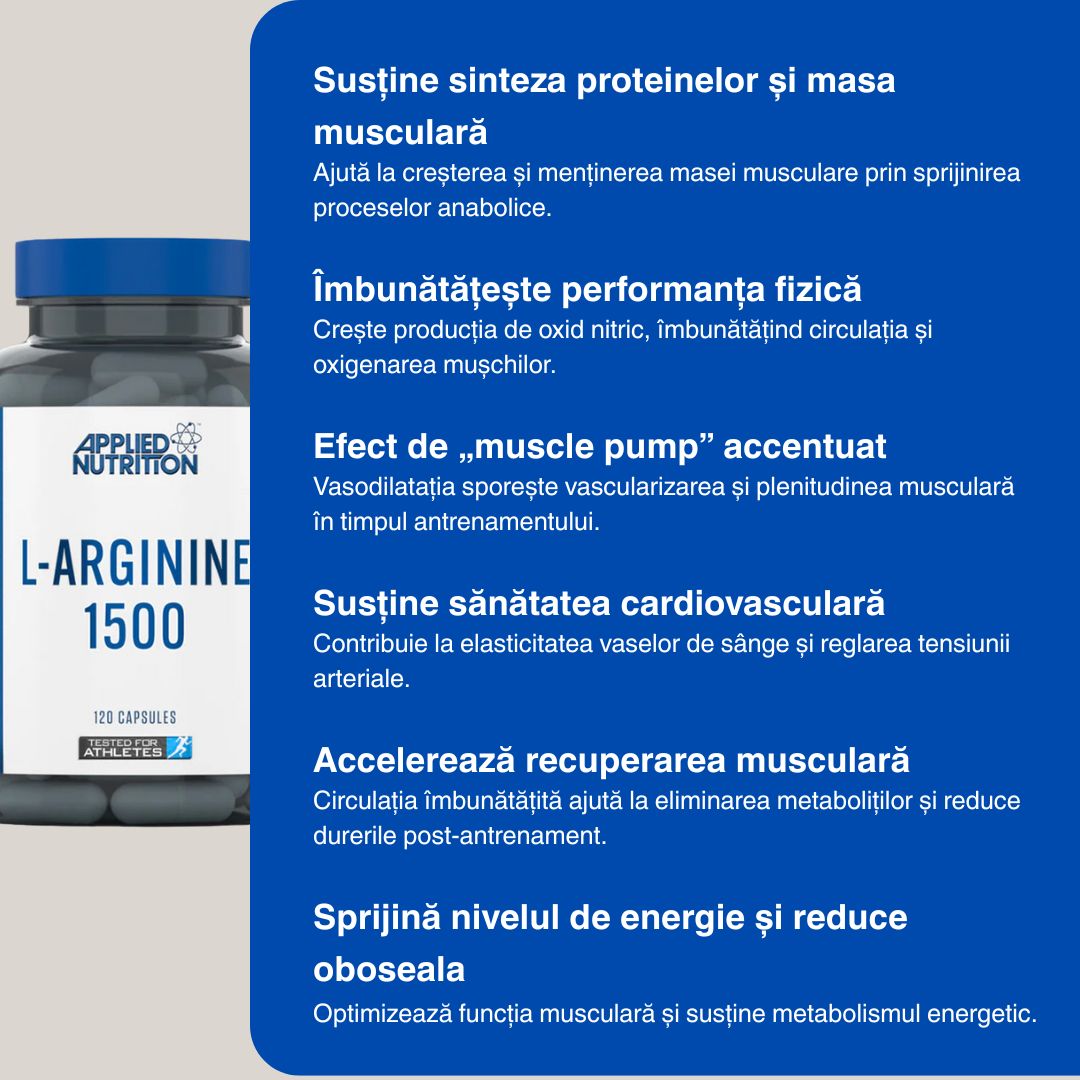 L-Arginina 1500: Performanță amplificată, energie nelimitată. Experimentează diferența.