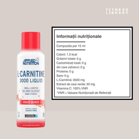 Siluetă definită cu L-Carnitină Lichidă 3000 de la Applied Nutrition. Transformă-ți potențialul în performanță și eleganță.