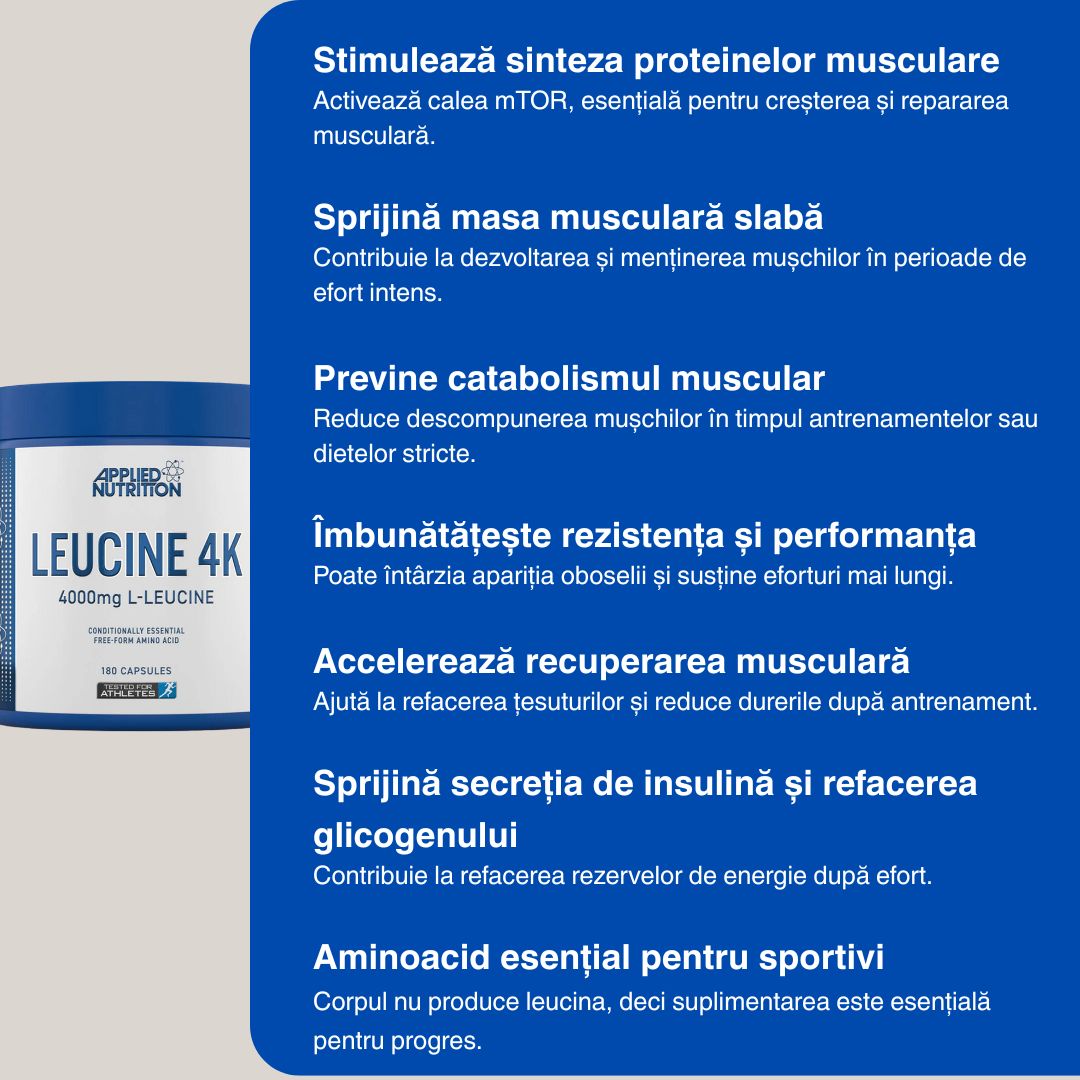 L-Leucina 4K: Recuperare rapidă, performanță maximă.
