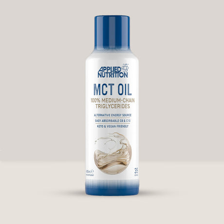 Imagine cu o sticlă de MCT Oil (35 de serviri) de la APPLIED NUTRITION, un supliment cu ulei MCT pentru energie și arderea grăsimilor.
