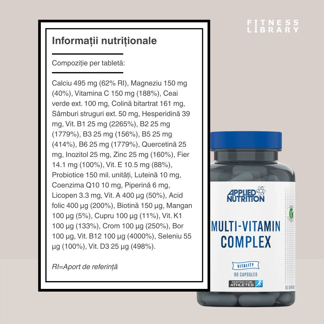 Vitalitate și imunitate de fier cu Multi-Vitamin Complex de la Applied Nutrition. Energie vibrantă, zi de zi.