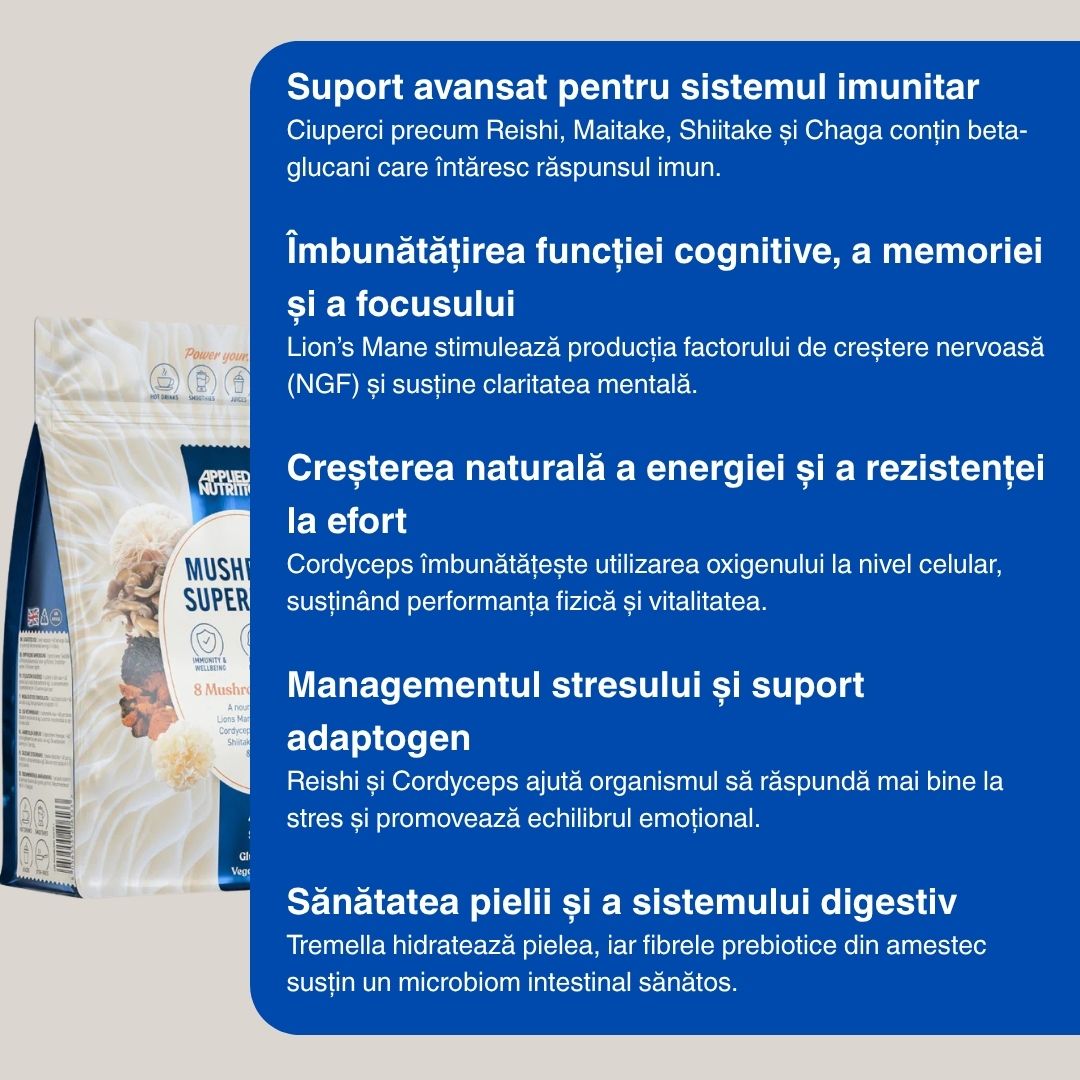 Claritate. Energie. Performanță. Elixir adaptogen cu ciuperci pentru minte și corp.