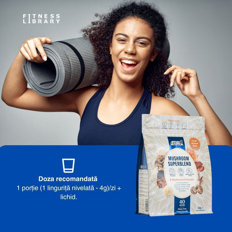 Imunitate puternică și minte ascuțită cu Mushroom Superblend de la Applied Nutrition. Energie și claritate pentru performanță maximă.