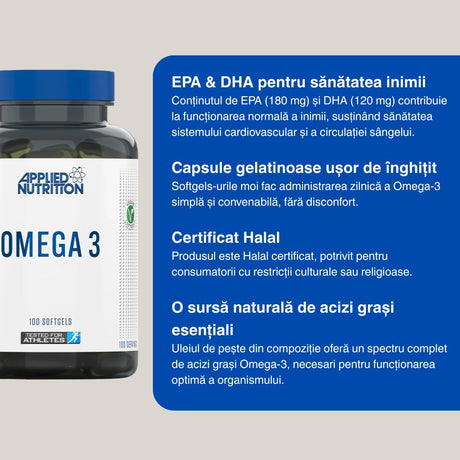 Omega 3 Applied Nutrition: Claritate mentală și vitalitate pentru performanță maximă.