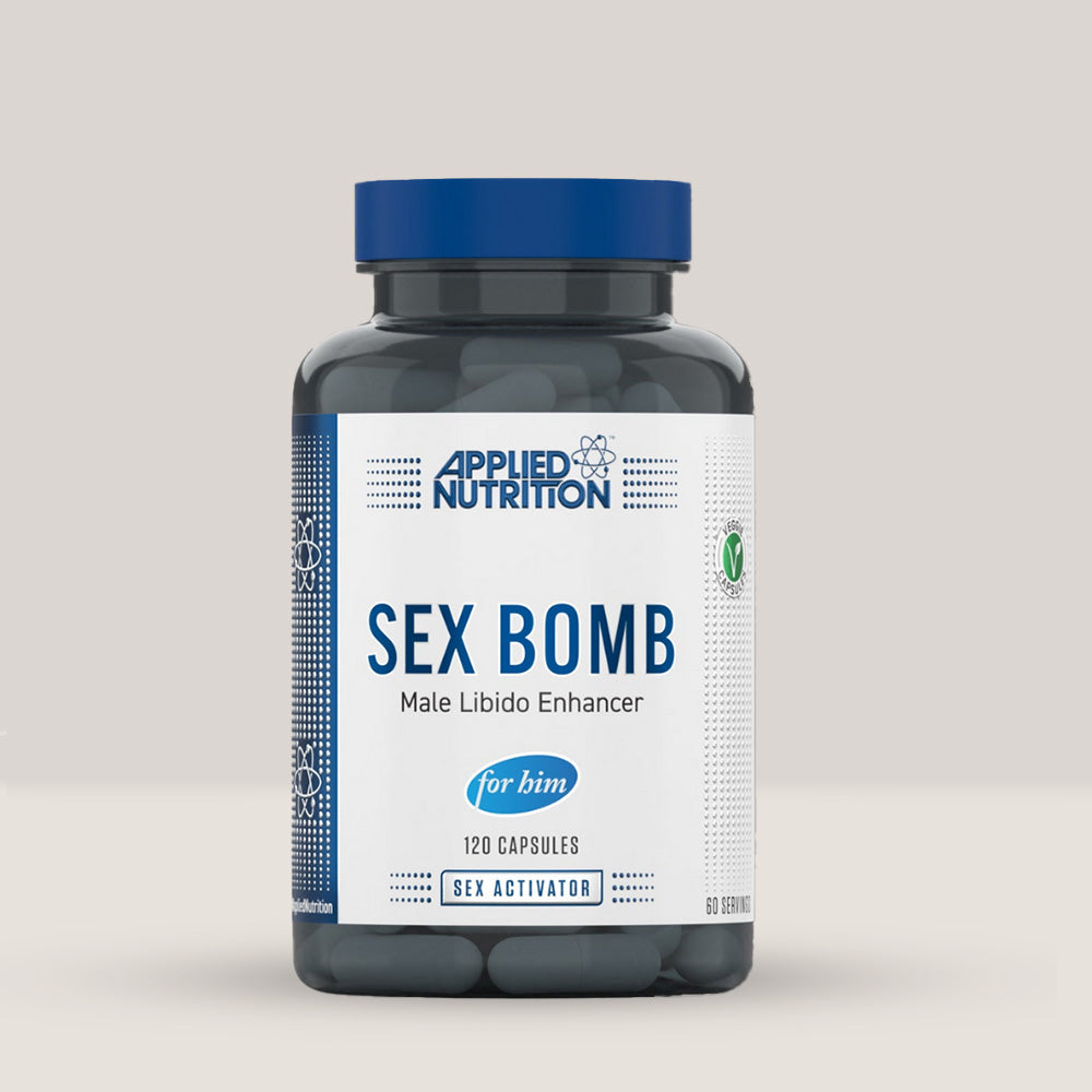 Imagine cu Applied Nutrition Sex Bomb pentru bărbați, activator al libidoului masculin, 120 de capsule, 60 de serviri.