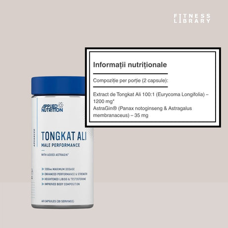 Tongkat Ali de la Applied Nutrition: Gestionează stresul, optimizează echilibrul hormonal și atinge performanța maximă.