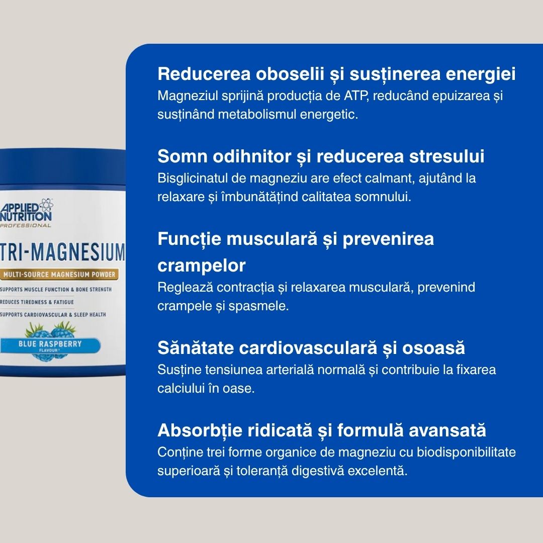 Somn profund, zile energice cu Tri-Magnesium Powder. Relaxare și vitalitate pentru tine.
