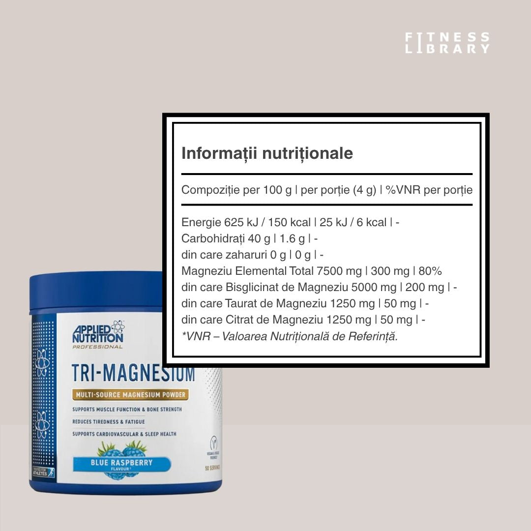 Magneziu Triplă pentru somn odihnitor și energie de durată. Relaxare profundă și vitalitate revitalizantă cu Tri-Magnesium Powder.