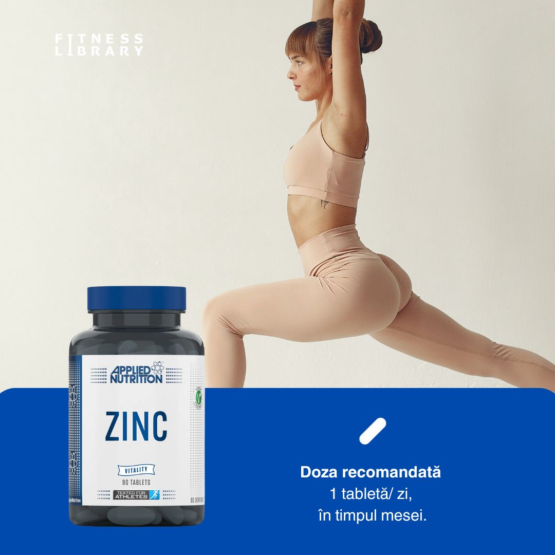 Imunitate puternică, energie de neclintit. Zinc Vitality cu zinc și vitamina C de la Applied Nutrition.
