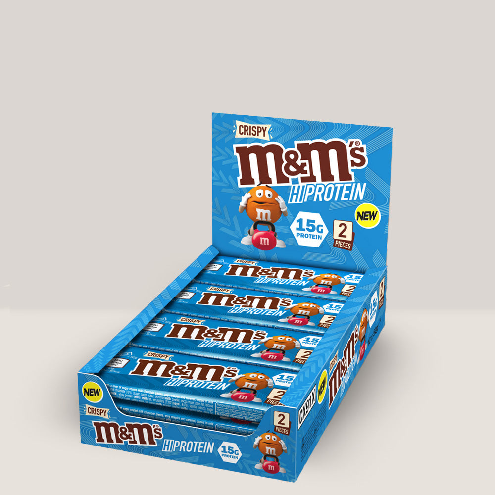 Cutie de 12 batoane proteice M&M's Crispy High Protein Bar de la MARS PROTEIN, 52g per baton.