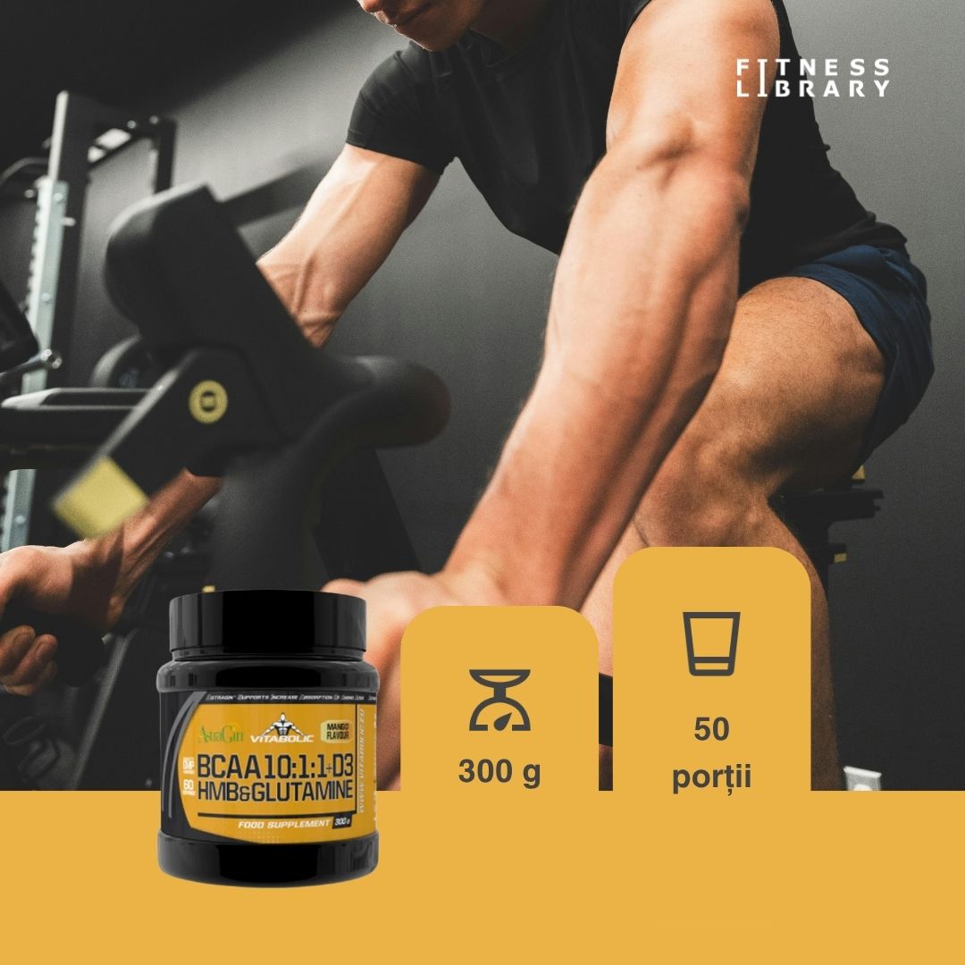 BCAA 10:1:1 + Glutamină + HMB. Recuperare musculară rapidă. Performanță & corp sculptat.