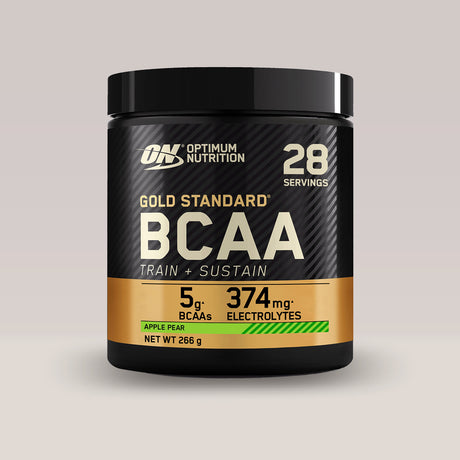Recipient de BCAA Optimum Nutrition Gold Standard Train + Sustain.