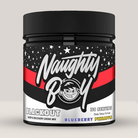 Cutie de Blackout de la NaughtyBoy, supliment sub formă de pudră pentru somn și recuperare, 375g.