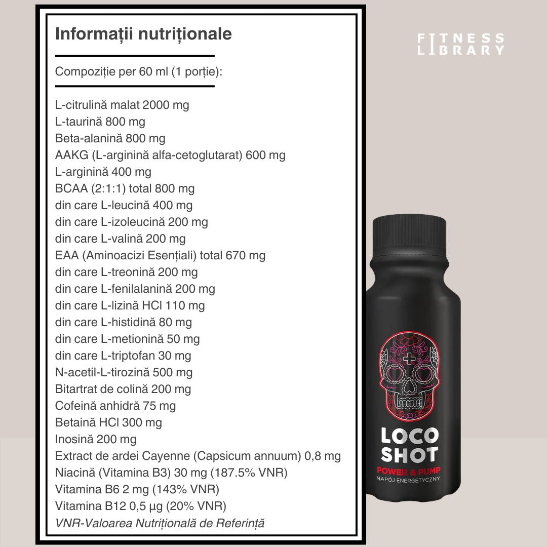 Energie explozivă și pompare musculară intensă cu LOCO Power & Pump Shot. Antrenamente de neegalat!