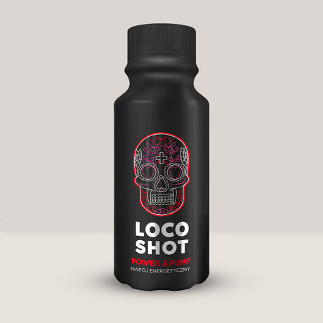 Shot lichid pre-workout LOCO POWER & PUMP, un supliment pentru pompare și energie.