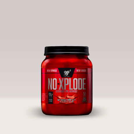 Recipient de supliment pre-workout BSN N.O.-Xplode, o formulă legendară pentru energie și performanță. Red rush.