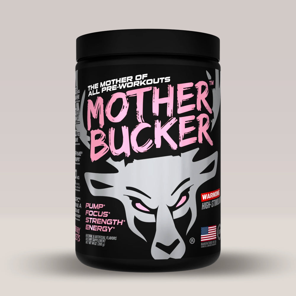 Energie euforică și concentrare absolută pentru performanțe supreme. Antrenament exploziv cu Mother Bucker Pre-Workout aromă de căpșuni.