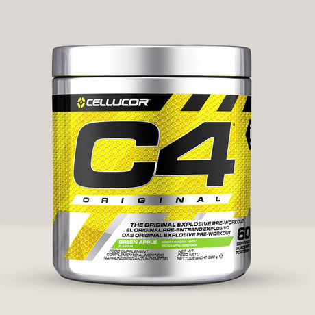 Imagine cu suplimentul pre-workout Cellucor C4, 390g, 60 de serviri. Green apple aroma.