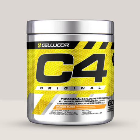 Imagine cu suplimentul pre-workout Cellucor C4, 390g, 60 de serviri. Orange burst aroma.