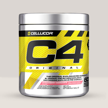 Imagine cu suplimentul pre-workout Cellucor C4, 390g, 60 de serviri. Strawberry margarita aroma.