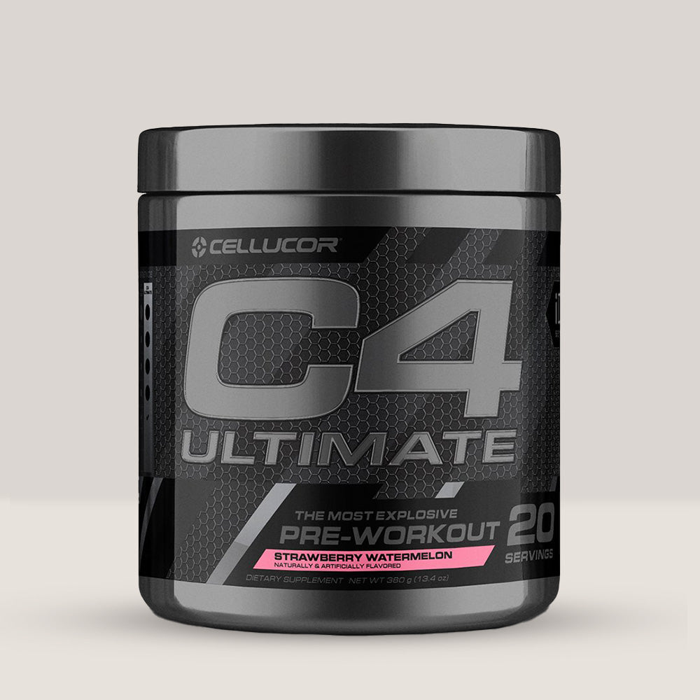 Imagine cu suplimentul pre-workout C4 Ultimate Explosive de la Cellucor, 410g, 20 de serviri. Strawberry watermelon aroma.