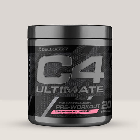 Imagine cu suplimentul pre-workout C4 Ultimate Explosive de la Cellucor, 410g, 20 de serviri. Strawberry watermelon aroma.