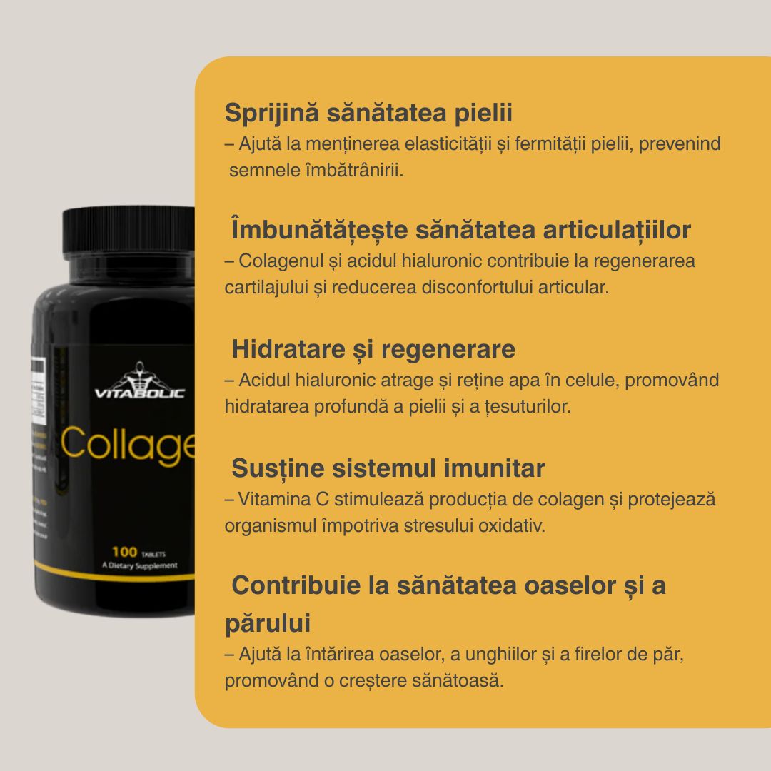 Colagen Complex Vitabolic: piele radiantă, articulații suple, vitalitate.