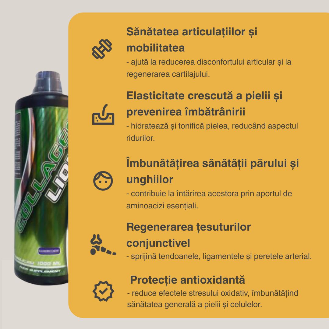 Colagen Lichid VITABOLIC: Piele, păr, unghii revitalizate și articulații sănătoase pentru o viață activă.