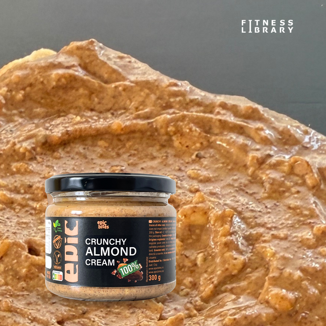 Crunchy Almond Cream 300g - în context de lifestyle fitness - pentru controlul greutății | EPIC BITES