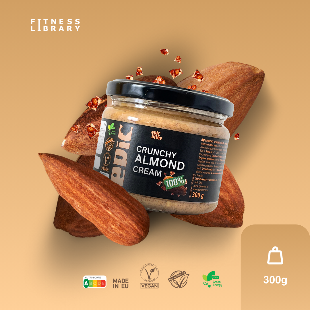 Unt de migdale crocant 100% natural 300g - ambalaj și gramaj - gustare Keto fără zahăr | EPIC BITES