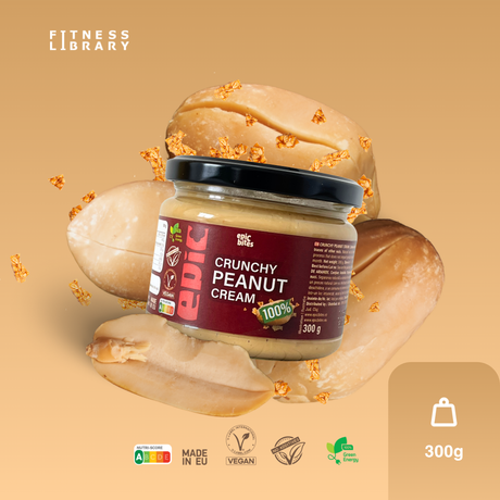 Unt de Arahide Crocant 100% Natural 300g - ambalaj și greutate - sursă bogată de proteine vegetale | EPIC BITES