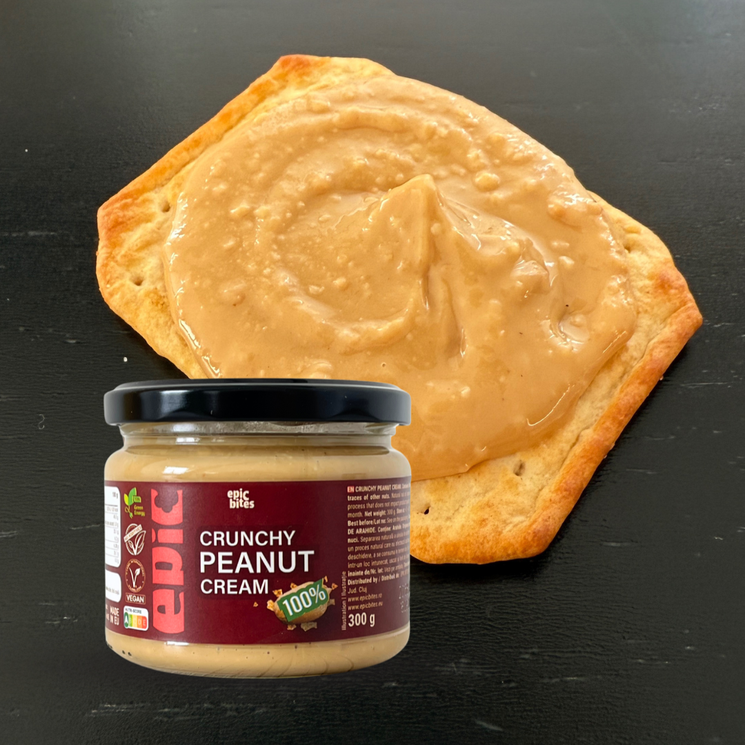 Unt de arahide crocant 100% natural 300g - lifestyle fitness - 26.7g proteine pentru masă musculară | EPIC BITES