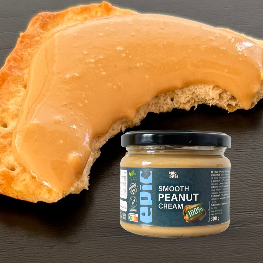 Smooth Peanut Cream 300g - în context fitness - pentru masă musculară | EPIC BITES
