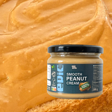 Smooth Peanut Cream 300g - utilizat în context fitness - pentru masă musculară | EPIC BITES