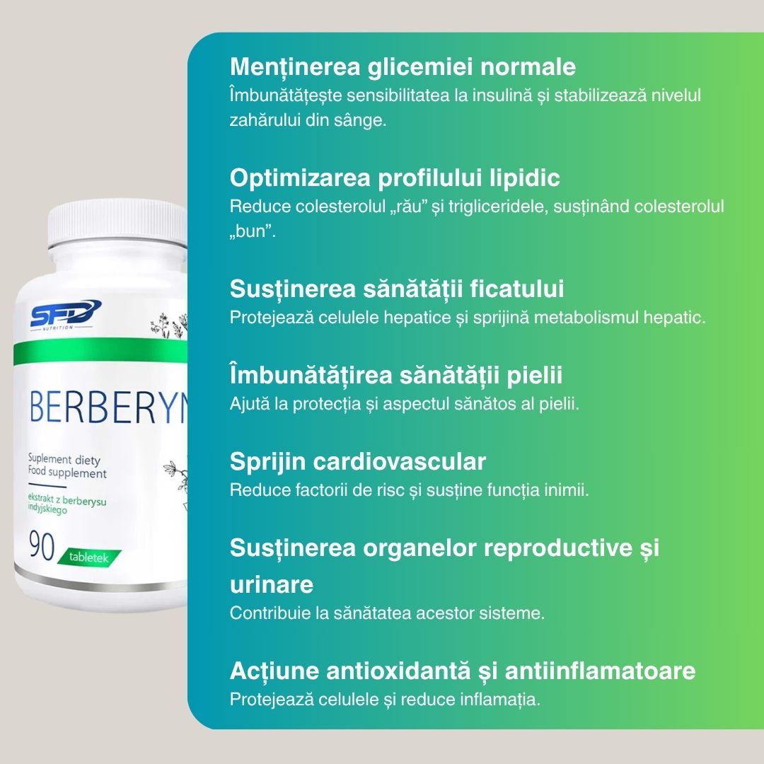 Berberină: Echilibru interior și metabolism regenerat. Vitalitate naturală, bunăstare profundă.