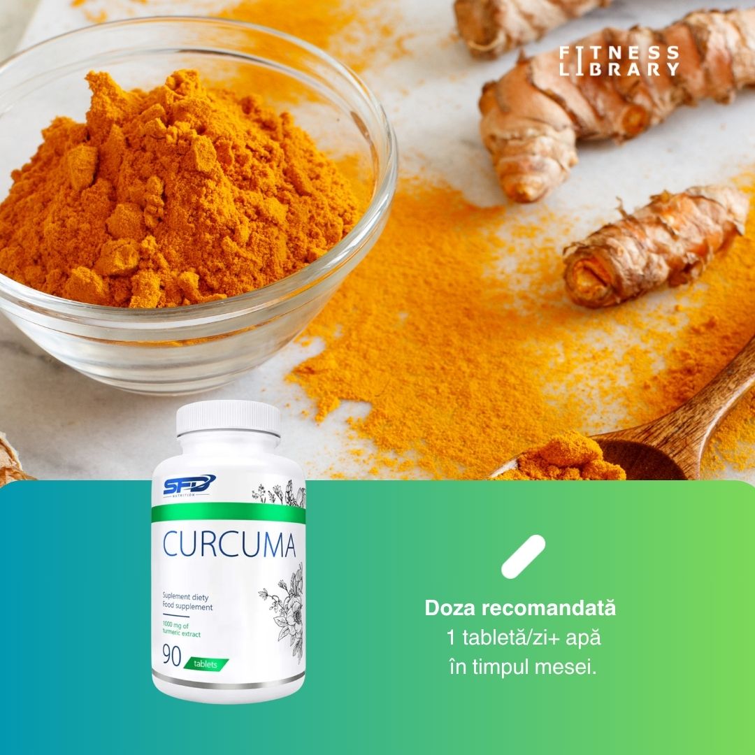 Curcumă concentrată (500mg curcuminoide/tabletă) pentru articulații flexibile și mișcare ușoară. Redescoperă bucuria mișcării!