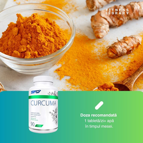 Curcumă concentrată (500mg curcuminoide/tabletă) pentru articulații flexibile și mișcare ușoară. Redescoperă bucuria mișcării!