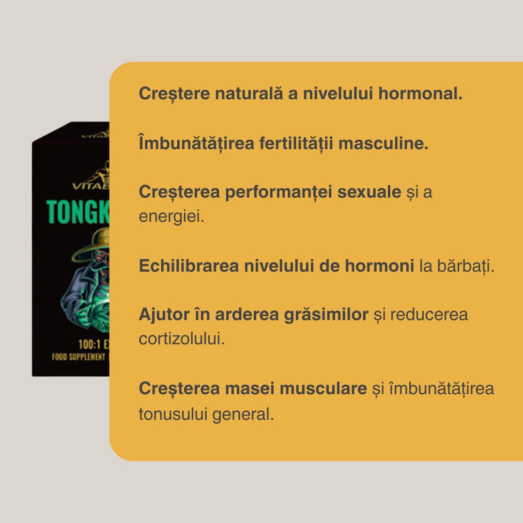 Tongkat Ali 100:1 Vitabolic: Forță vitală și performanță de vârf.