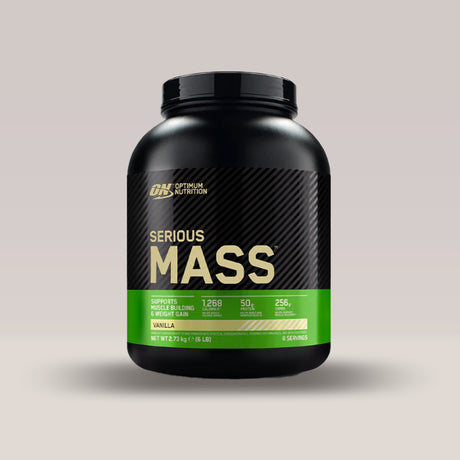 Imagine cu gainer-ul Serious Mass de la Optimum Nutrition, 2.73kg, 8 serviri. Vanilla aroma.