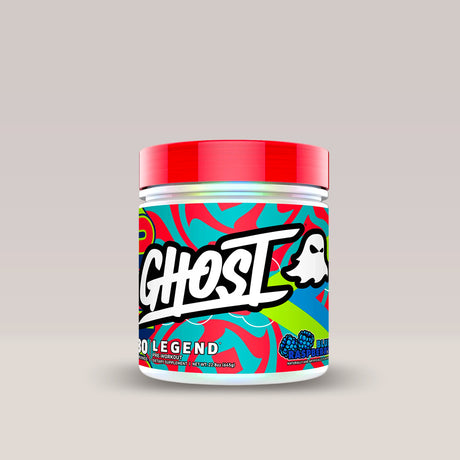 Imagine cu suplimentul pre-workout Ghost Legend V4, 30 de serviri. Blue raspberry aroma.