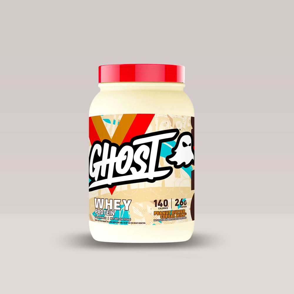 Imagine cu proteina GHOST WHEY cu aromă de Peanut Butter Cereal Milk, 924g, 26 de serviri.